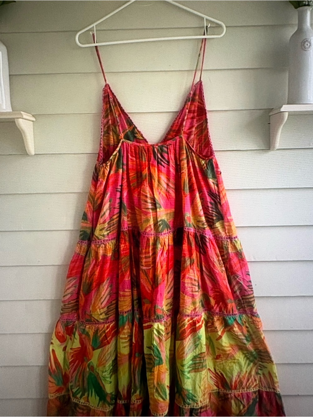 FARM Rio Pink, Green & Orange Tropical Tiered Maxi Dress - Picture 3 of 9